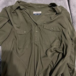 Olive green blouse with buttons